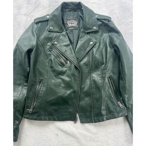 Levi's Women's Faux Leather Asymmetrical Motorcycle Jacket Green Size - Meduim